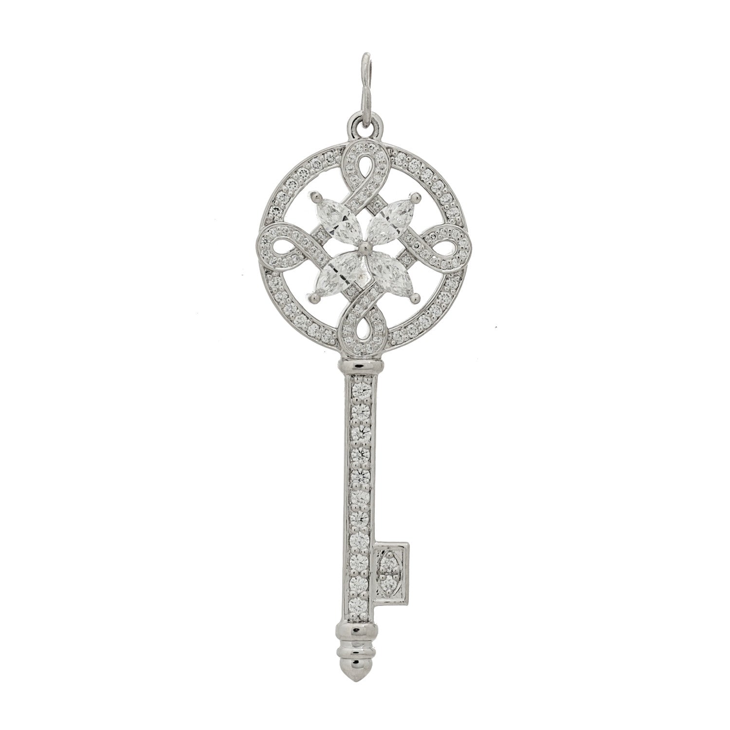 Tiffany Platinum Diamond Victoria Round Key Pendant 1 of 5