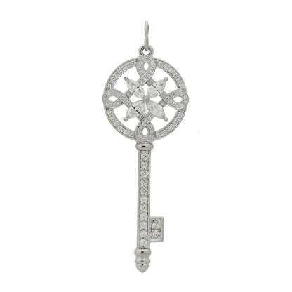 Tiffany Platinum Diamond Victoria Round Key Pendant 1 of 5
