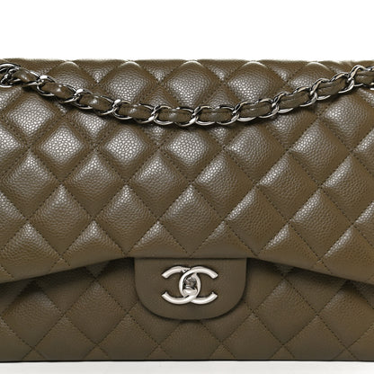 Chanel Caviar Quilted Jumbo Double Flap Dark Green 8 of 10
