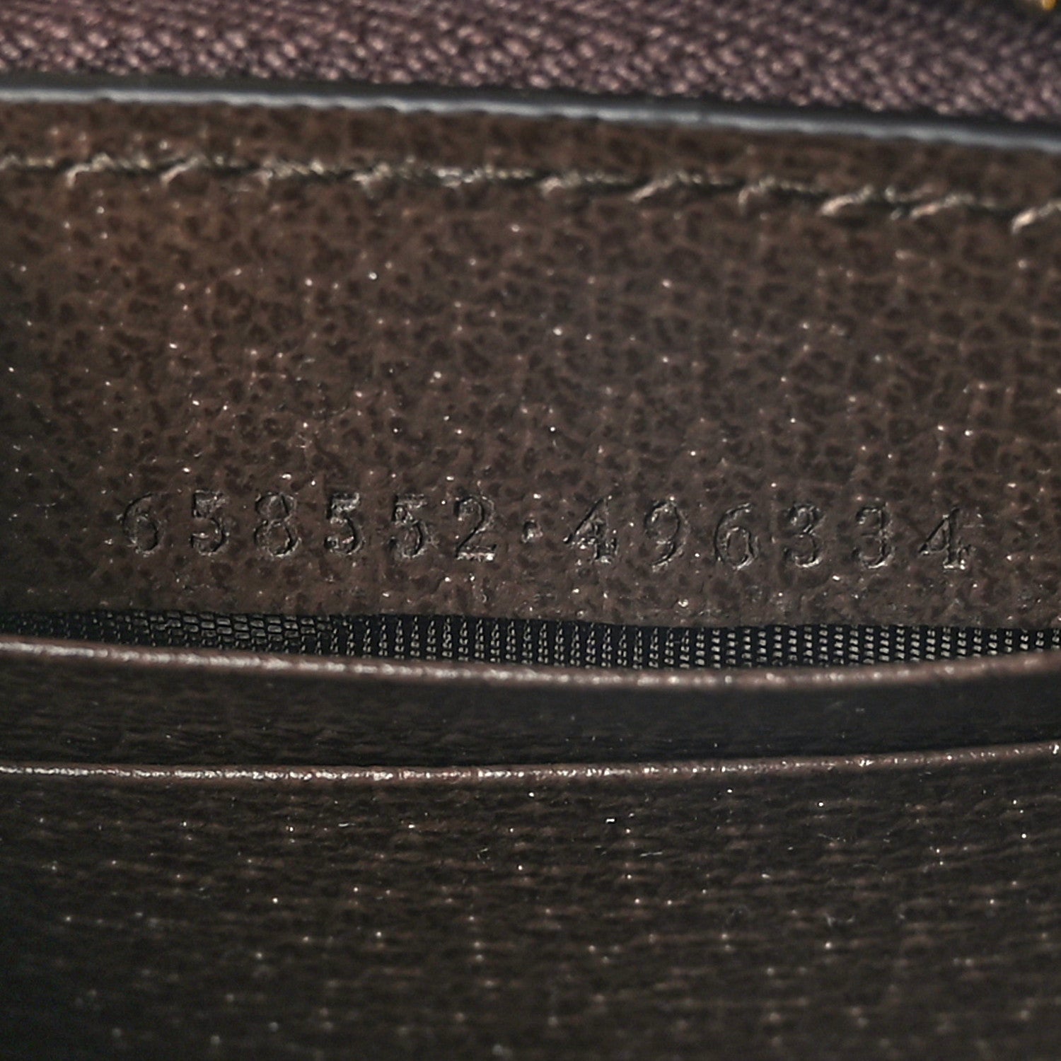 Gucci GG Supreme Monogram Textured Dollar Calfskin Web Ophidia Zip Around Card Case Wallet Beige Ebony New Acero 6 of 7