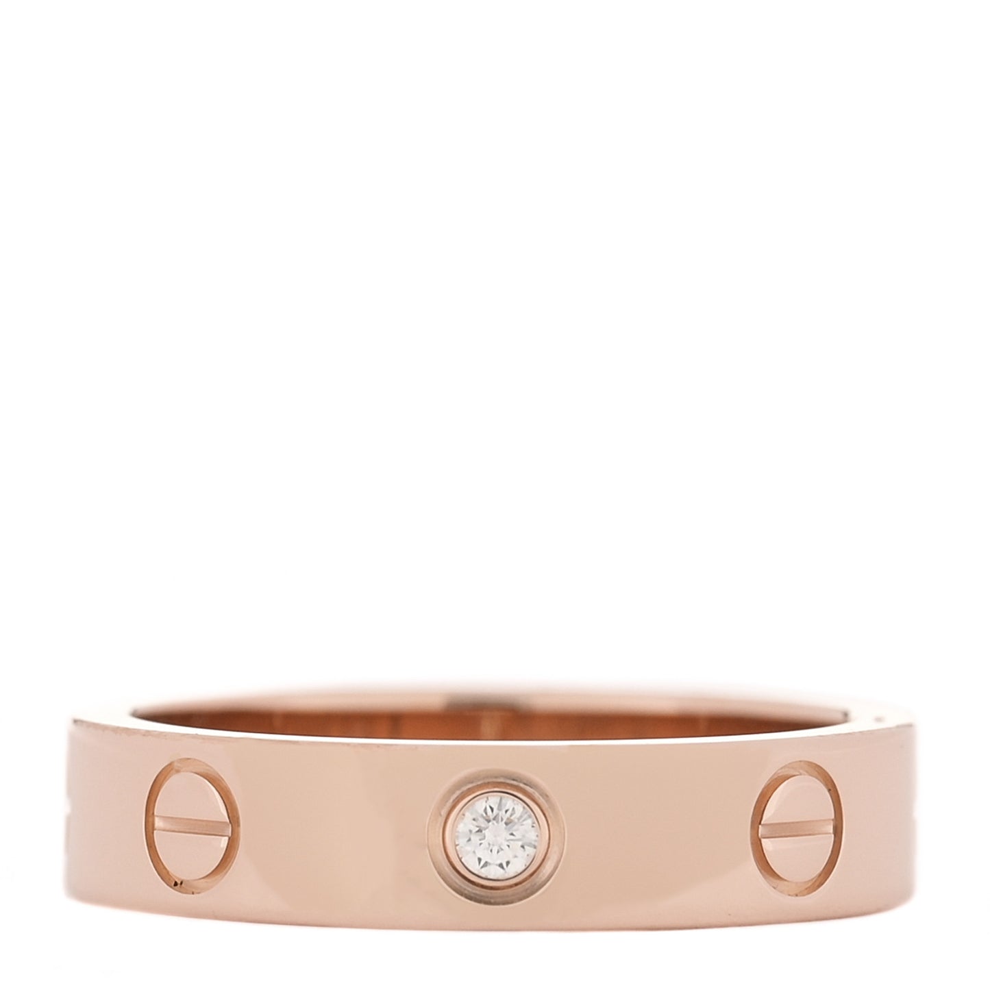 18K Pink Gold Diamond 4mm LOVE Wedding Band Ring 49 5