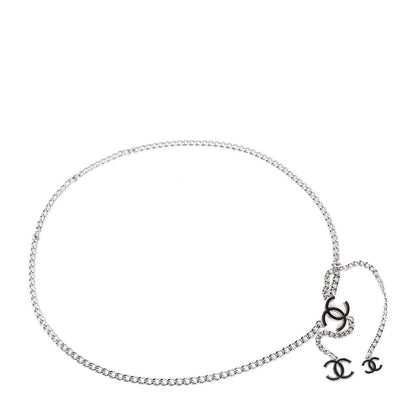 Chanel Enamel CC Chain Logo Belt Silver Black 1 of 5