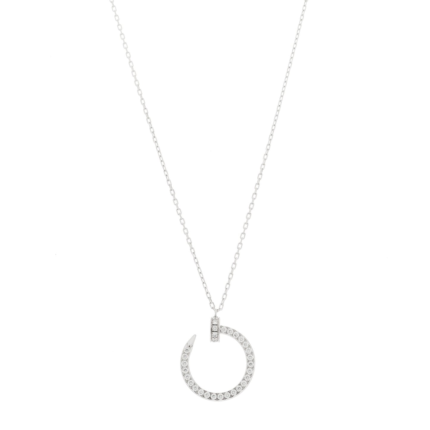 18K White Gold Diamond Juste Un Clou Paved Pendant Necklace