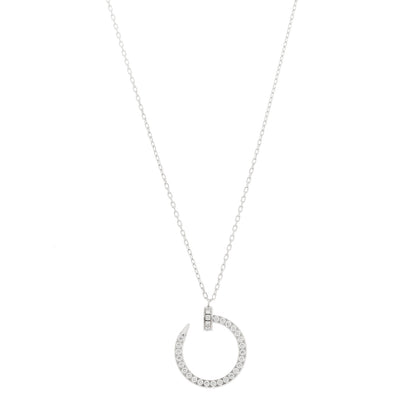 Cartier 18K White Gold Diamond Juste Un Clou Paved Pendant Necklace 1 of 5