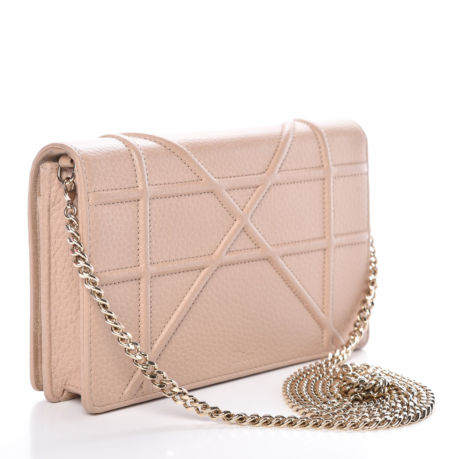 Christian Dior Grained Calfskin Diorama Wallet on Chain Pouch Nude 3 of 17