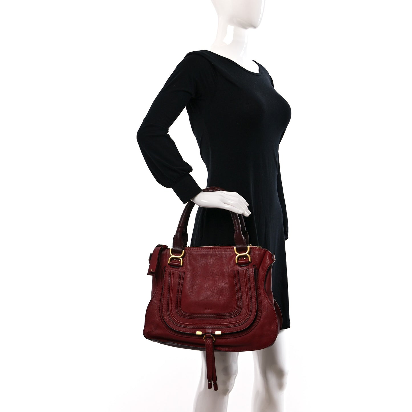 Calfskin Medium Marcie Satchel Garnet