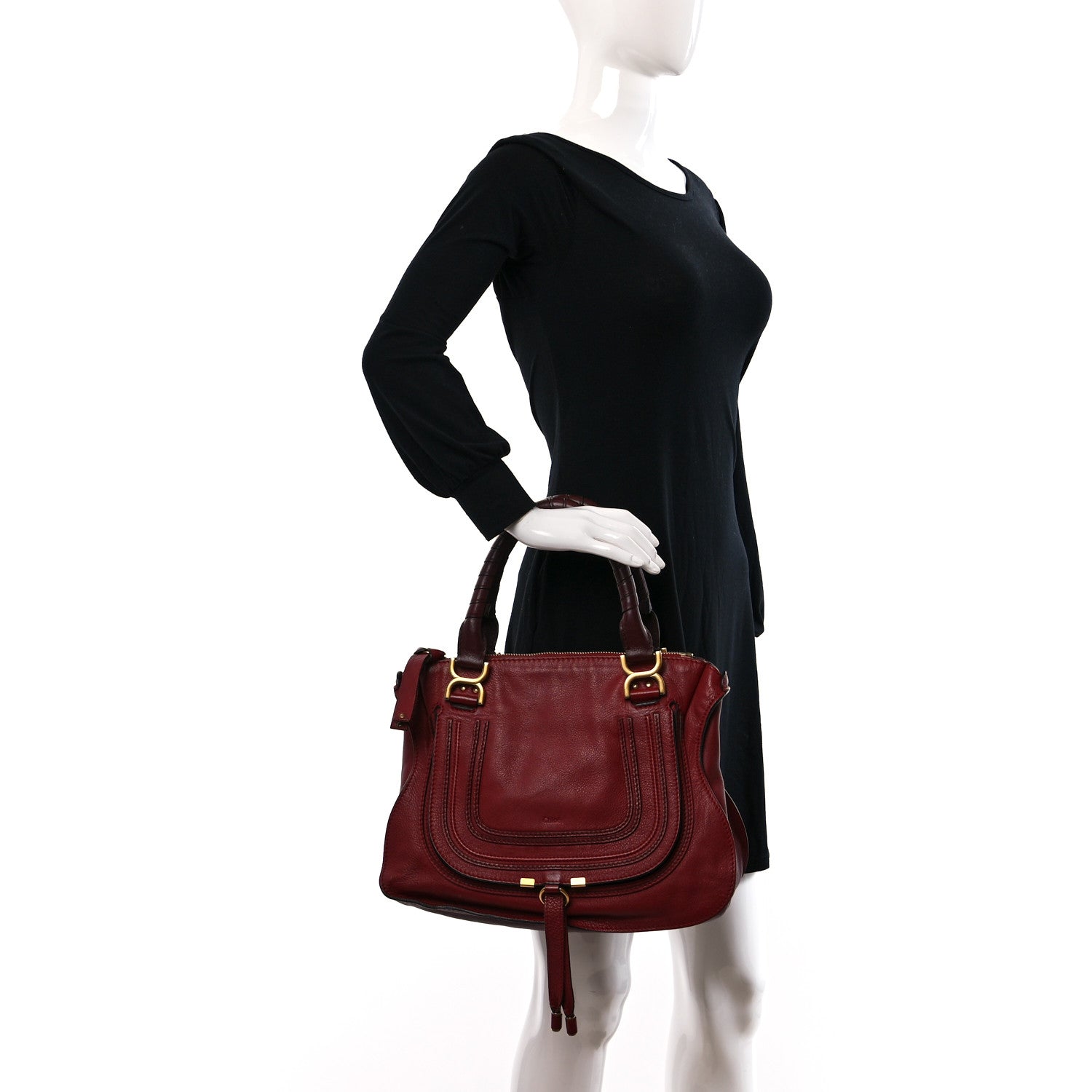 Chloe Calfskin Medium Marcie Satchel Garnet 2 of 13