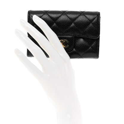 Chanel Caviar Quilted Flap Card Holder Wallet Black 2 of 9