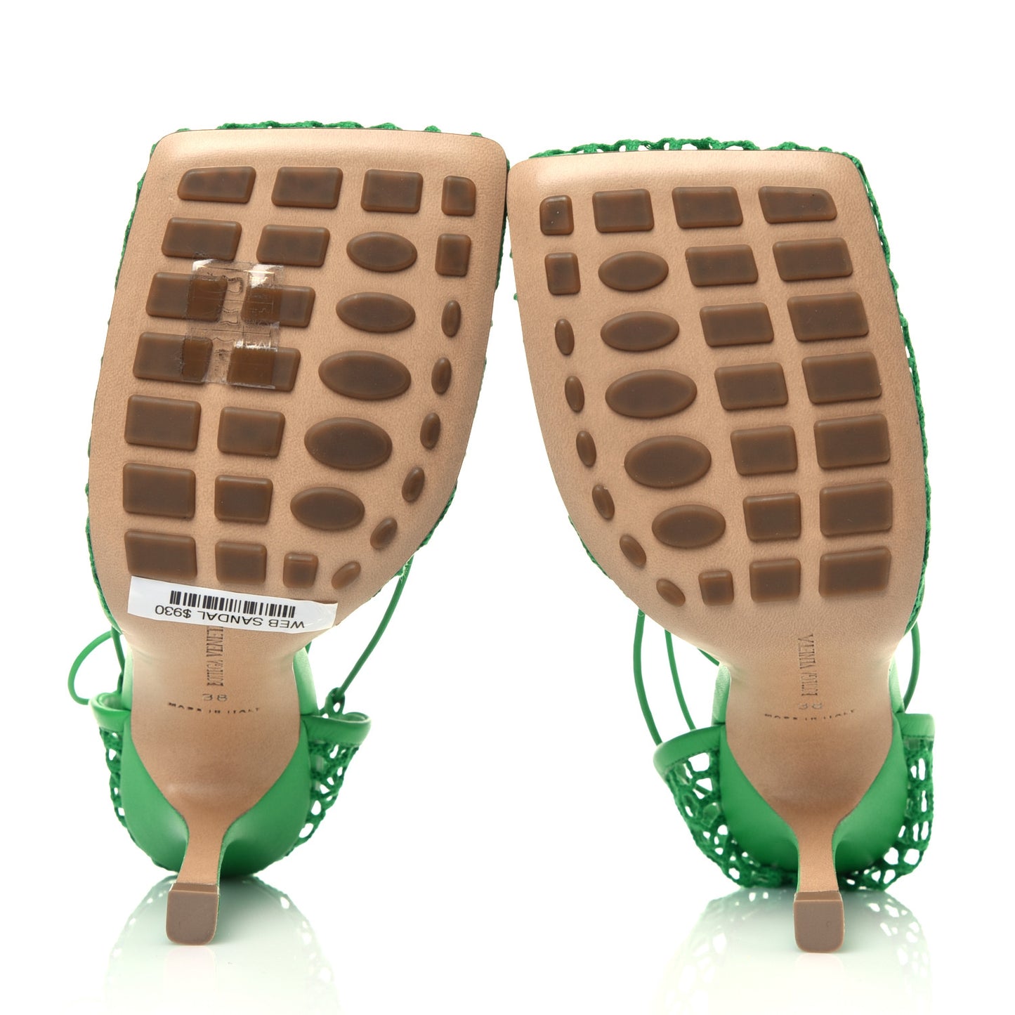 Mesh Nappa Stretch Ankle Tie 90mm Sandals 38 Grass