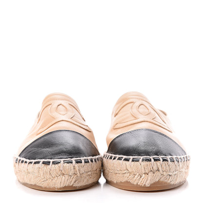 Chanel Lambskin CC Espadrilles 38 Beige Black 2 of 12