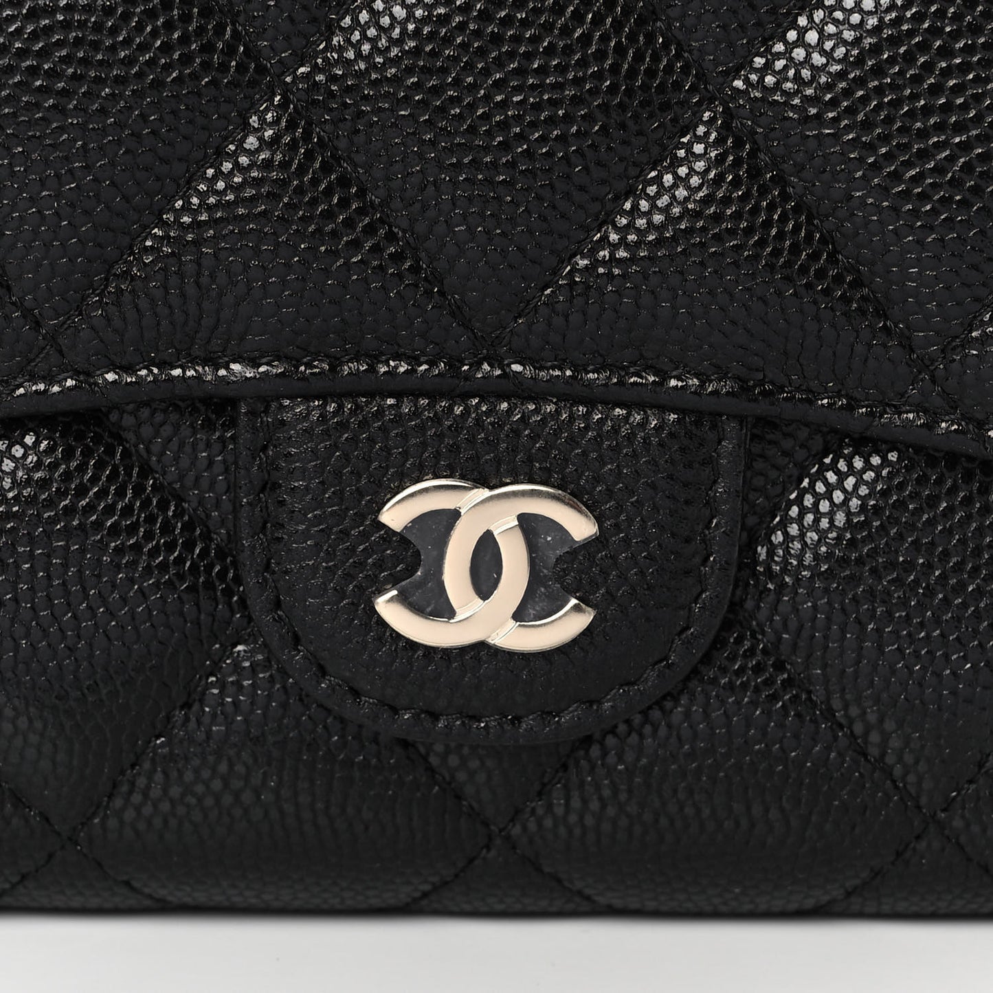Caviar Quilted Small Flap Wallet Black
