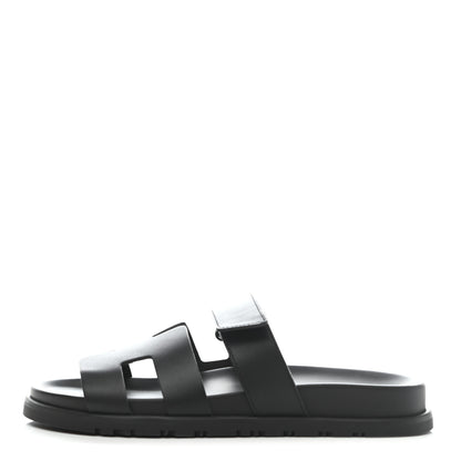 Hermes Calfskin Womens Chypre Sandals 38 Black 1 of 8