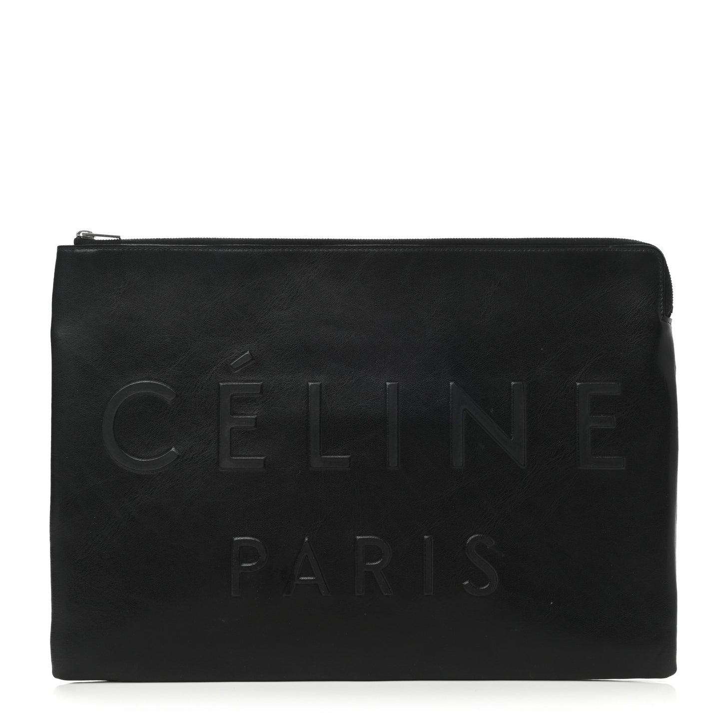 Calfskin Large Made In Clutch Pouch Black