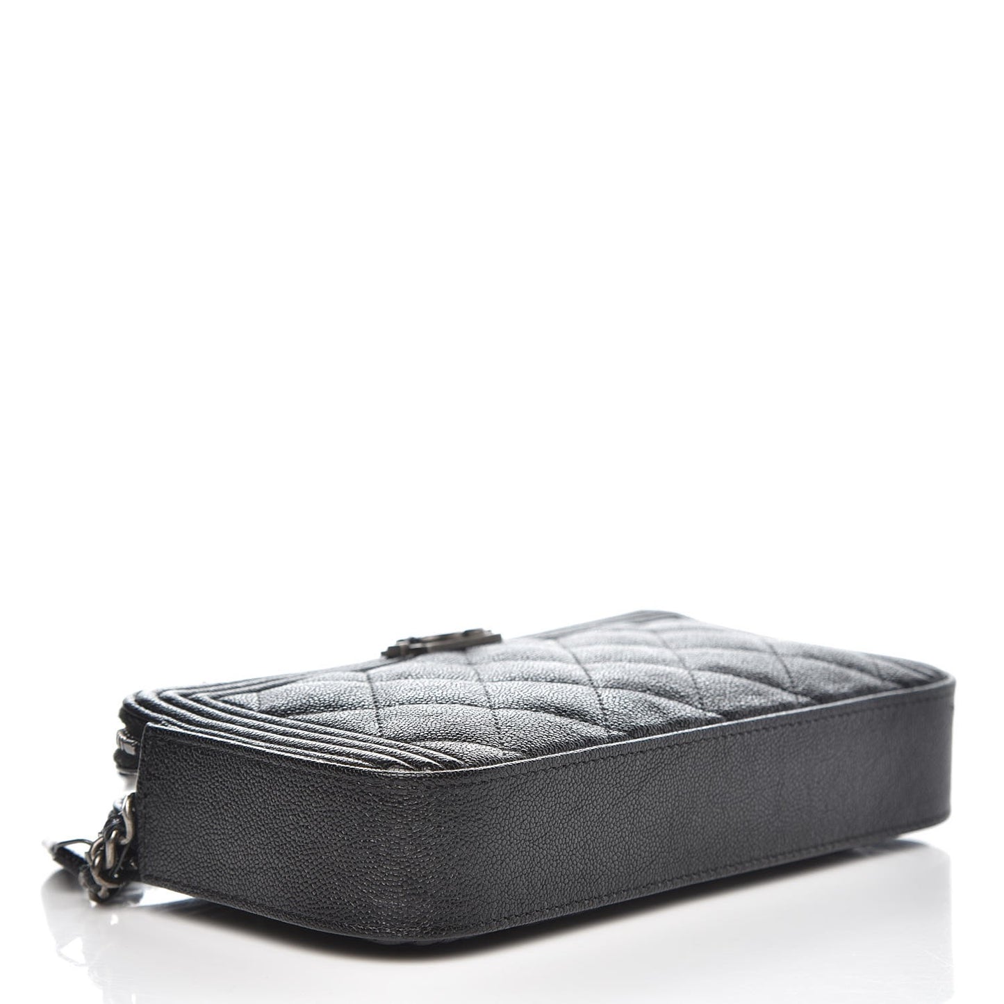 Caviar Quilted Small Boy Clutch With Chain Black