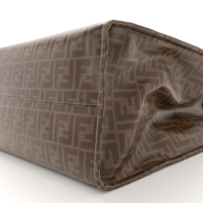 Fendi X FILA Glazed Fabric FF 1974 Mania Shopping Tote Bag Mogano Panna Blueberry 9 of 11