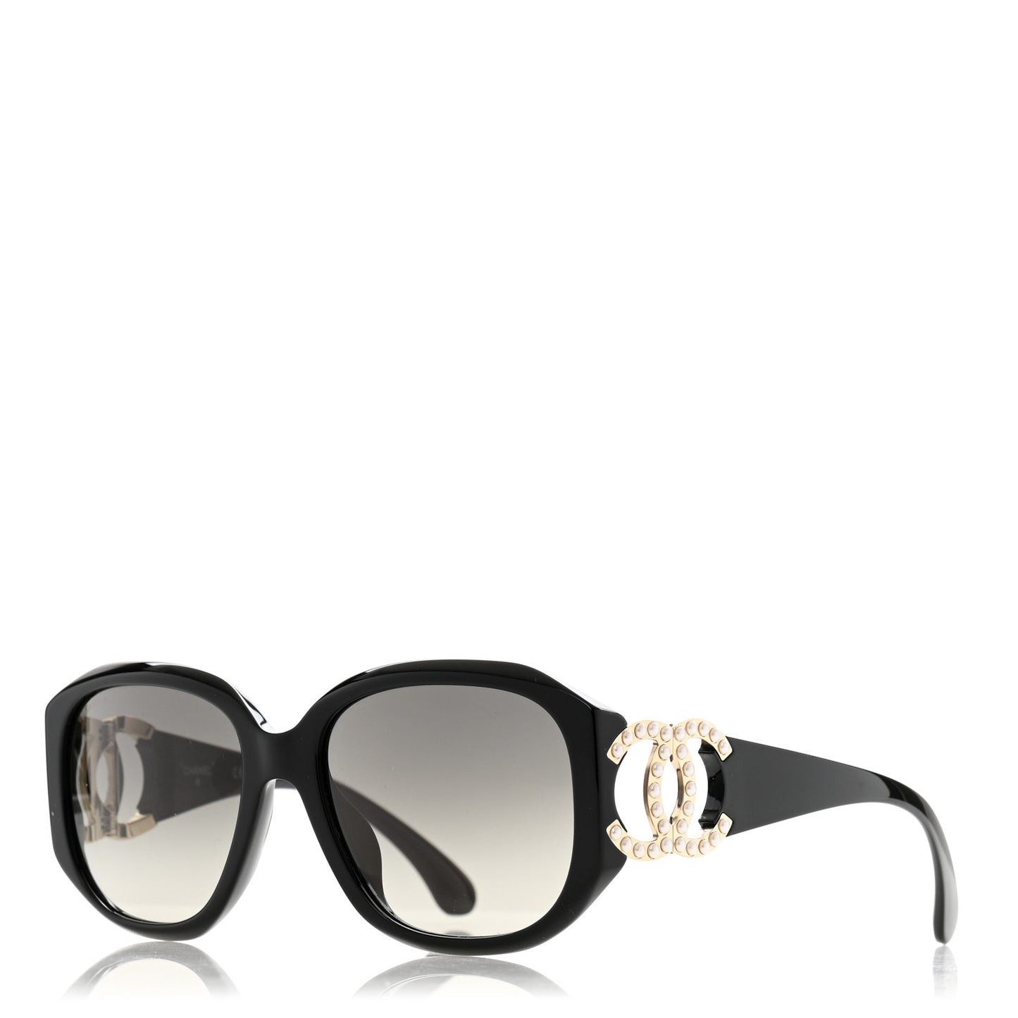 Acetate Pearl CC Square Sunglasses 71501-A Black