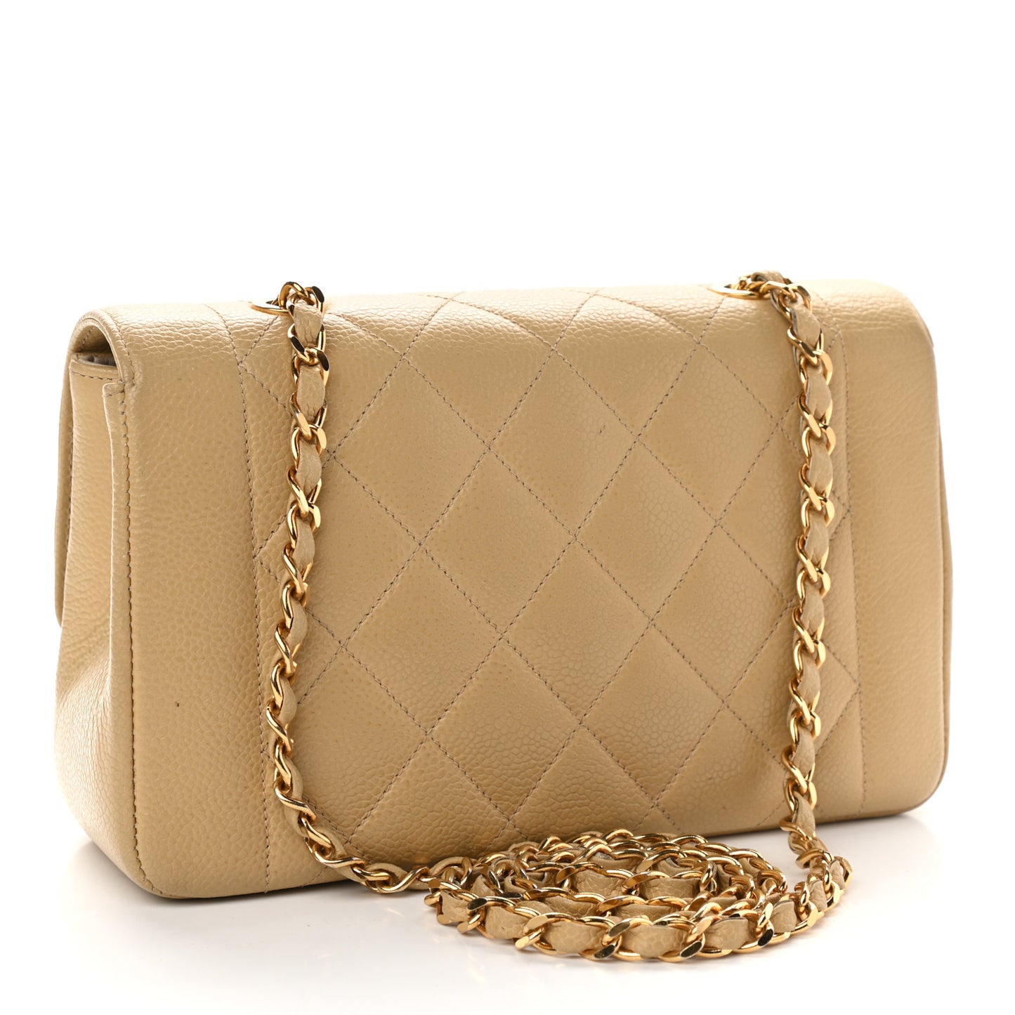 Caviar Quilted Small Single Flap Beige