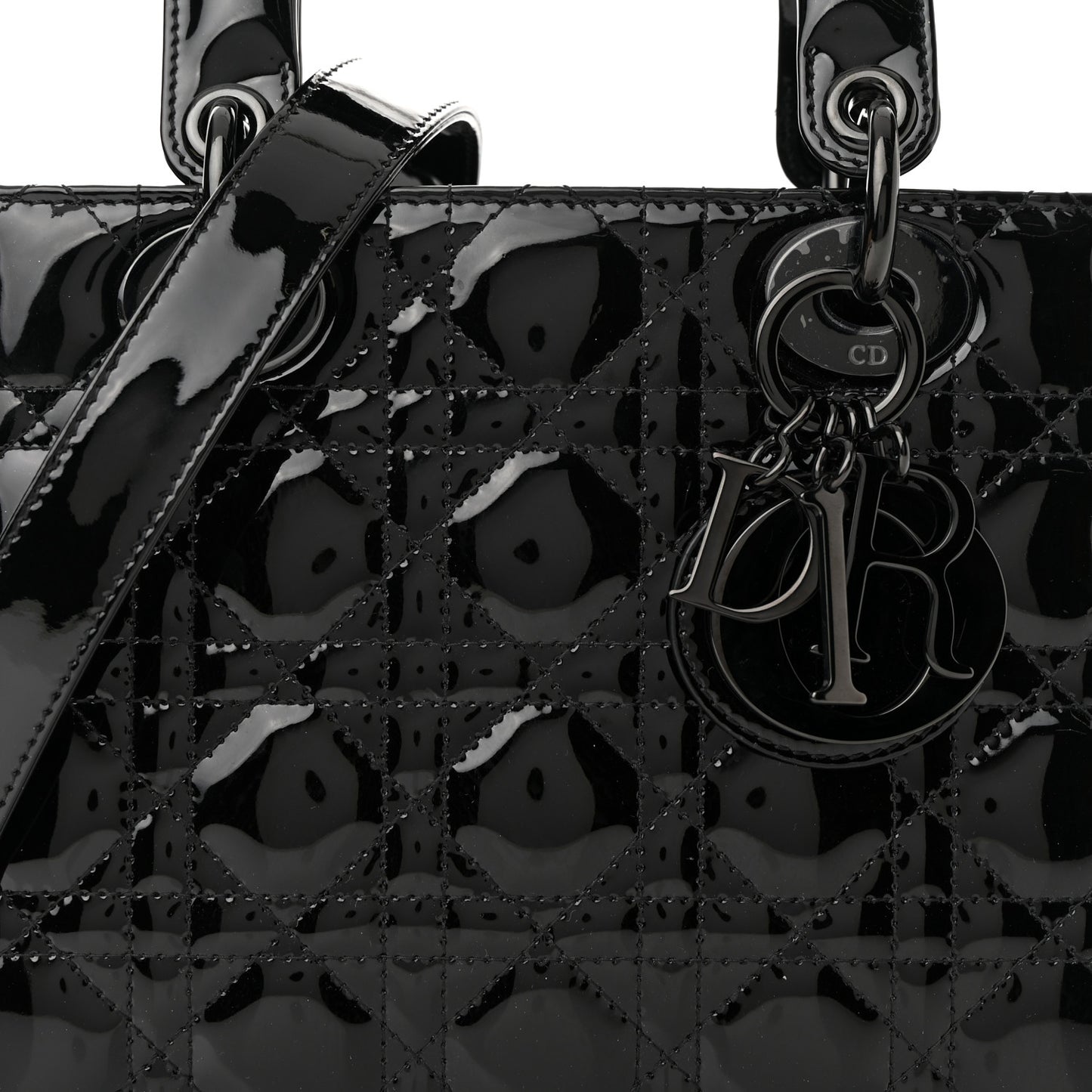 Ultraglossy Patent Cannage Small Lady Dior Black