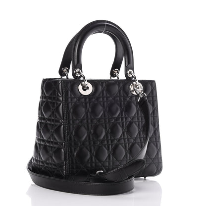 Christian Dior Lambskin Cannage Medium Lady Dior Black 3 of 8
