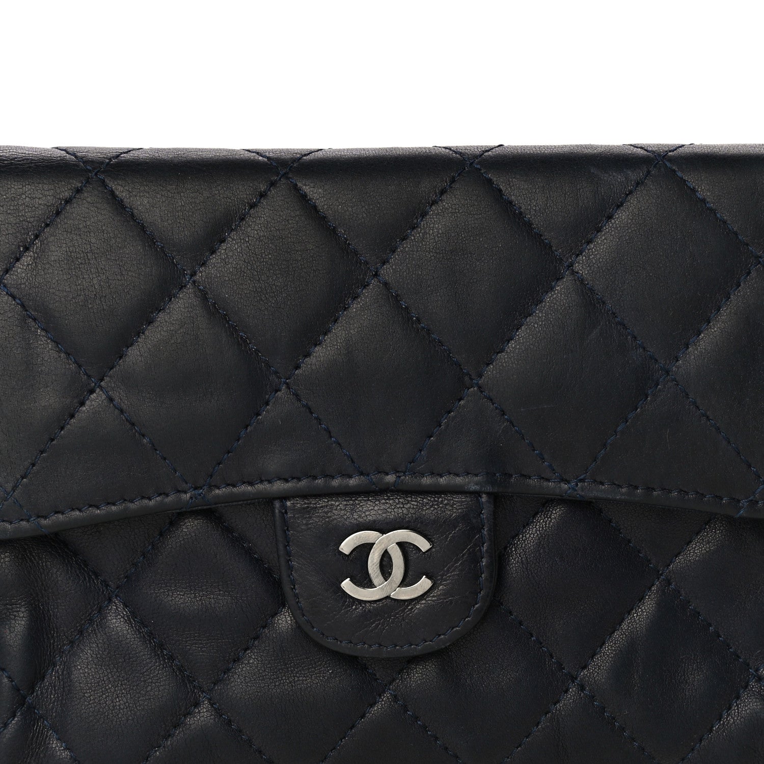 Chanel Lambskin Quilted Flap Cosmetic Case Blue 9 of 11