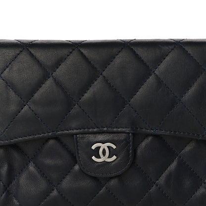 Chanel Lambskin Quilted Flap Cosmetic Case Blue 9 of 11