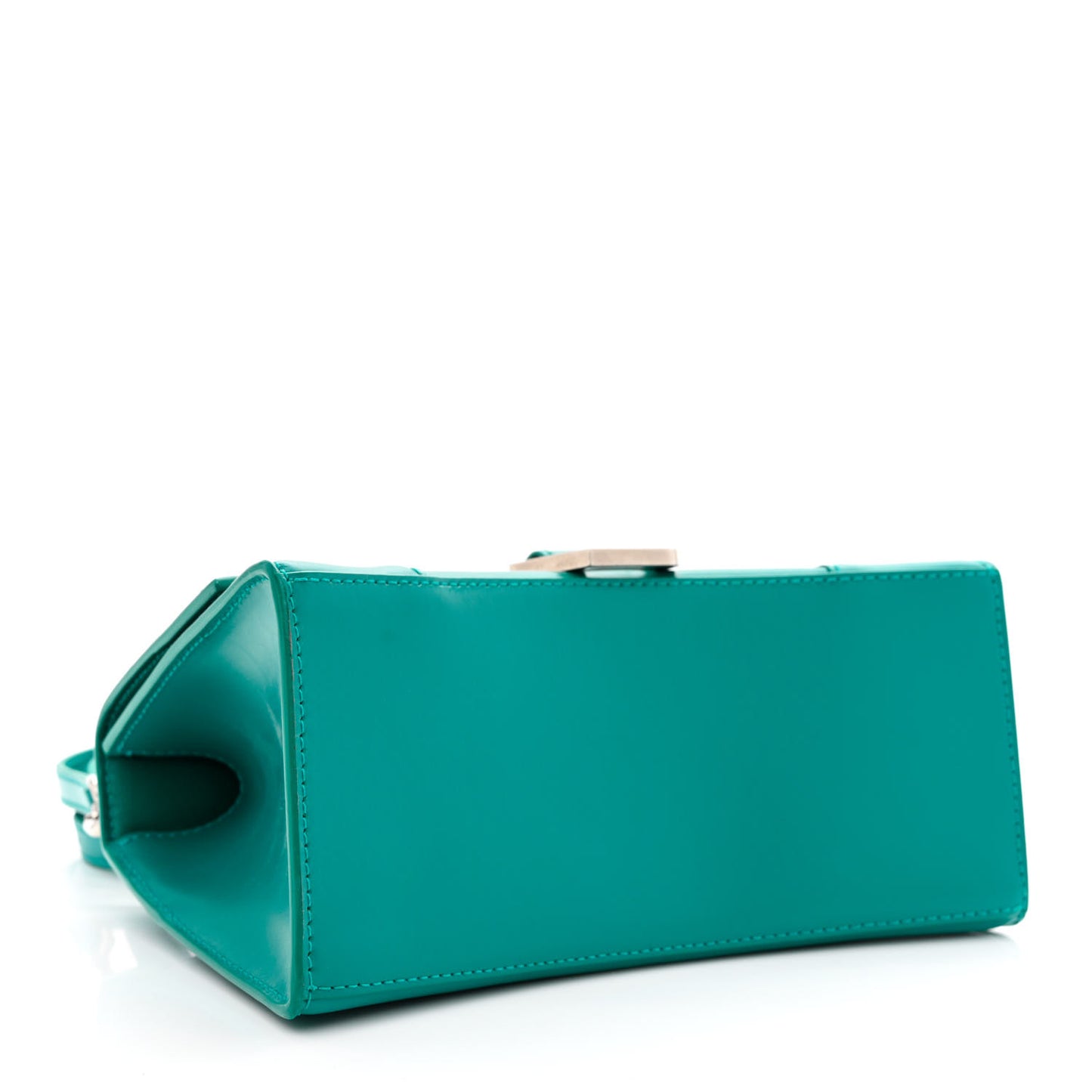 Shiny Box Calfskin Small Hourglass Top Handle Bag Dark Turquoise