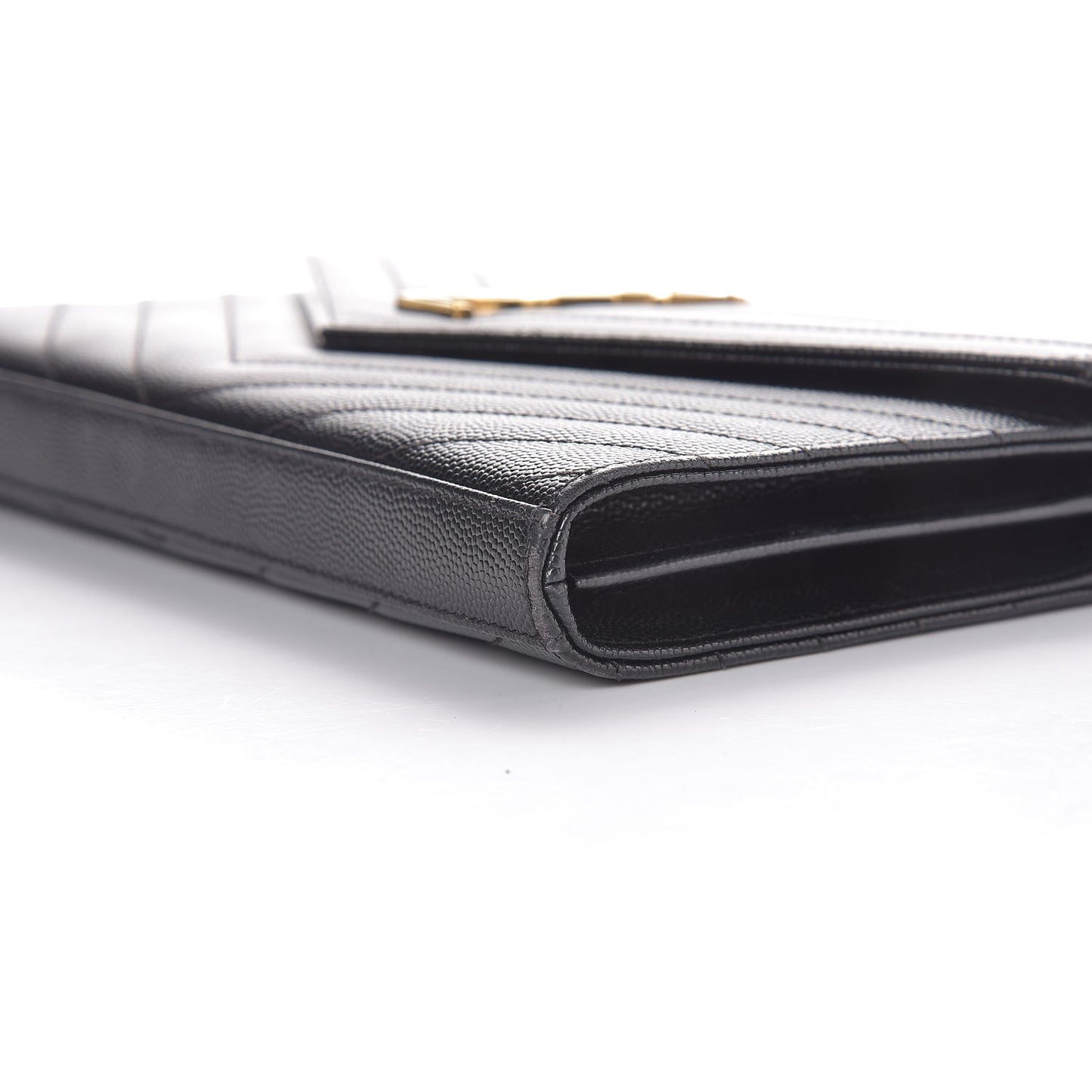 Grain De Poudre Matelasse Chevron Monogram Chain Wallet Black