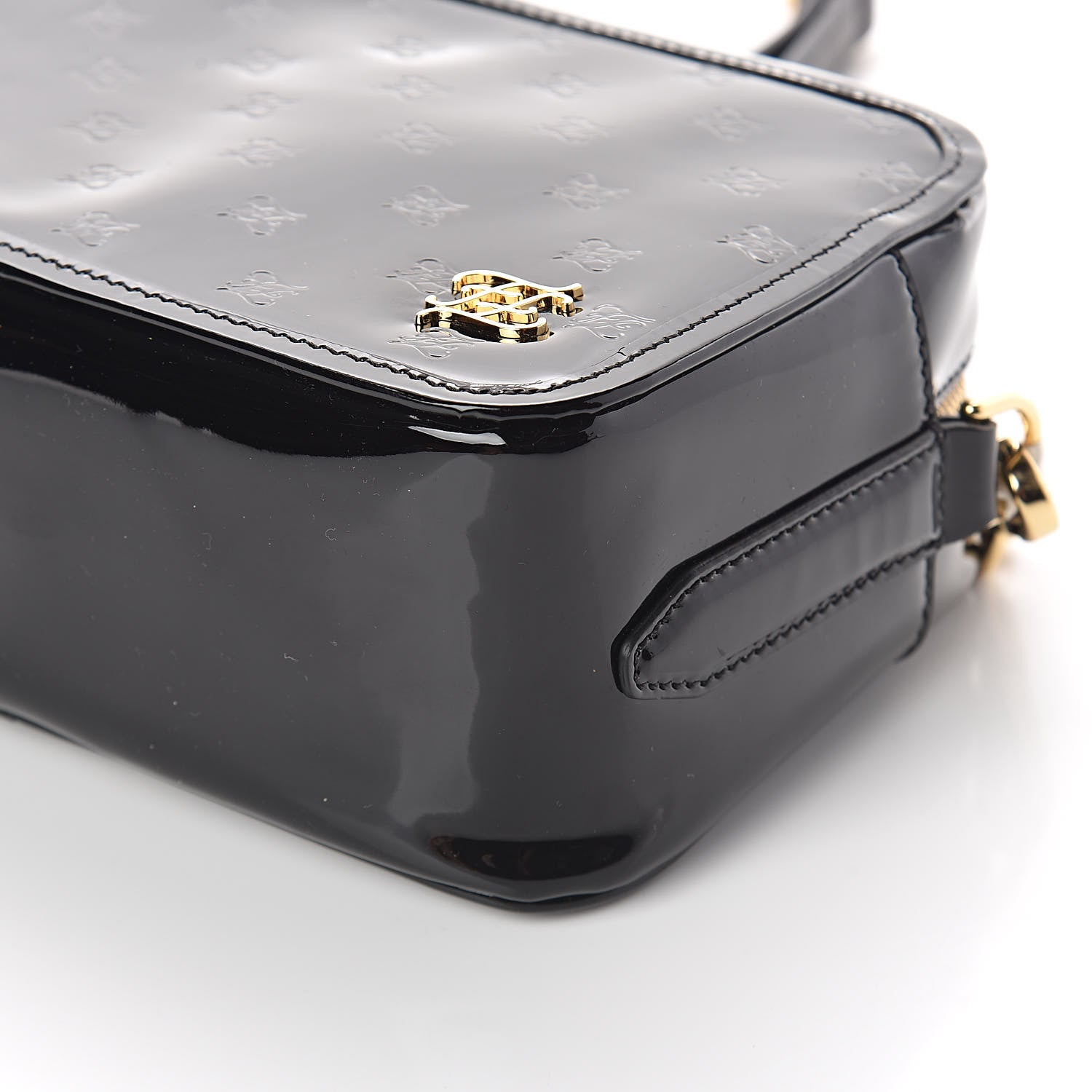 Fendi Vitello Vernice Mou Karligraphy Embossed Camera Case Black 8 of 8