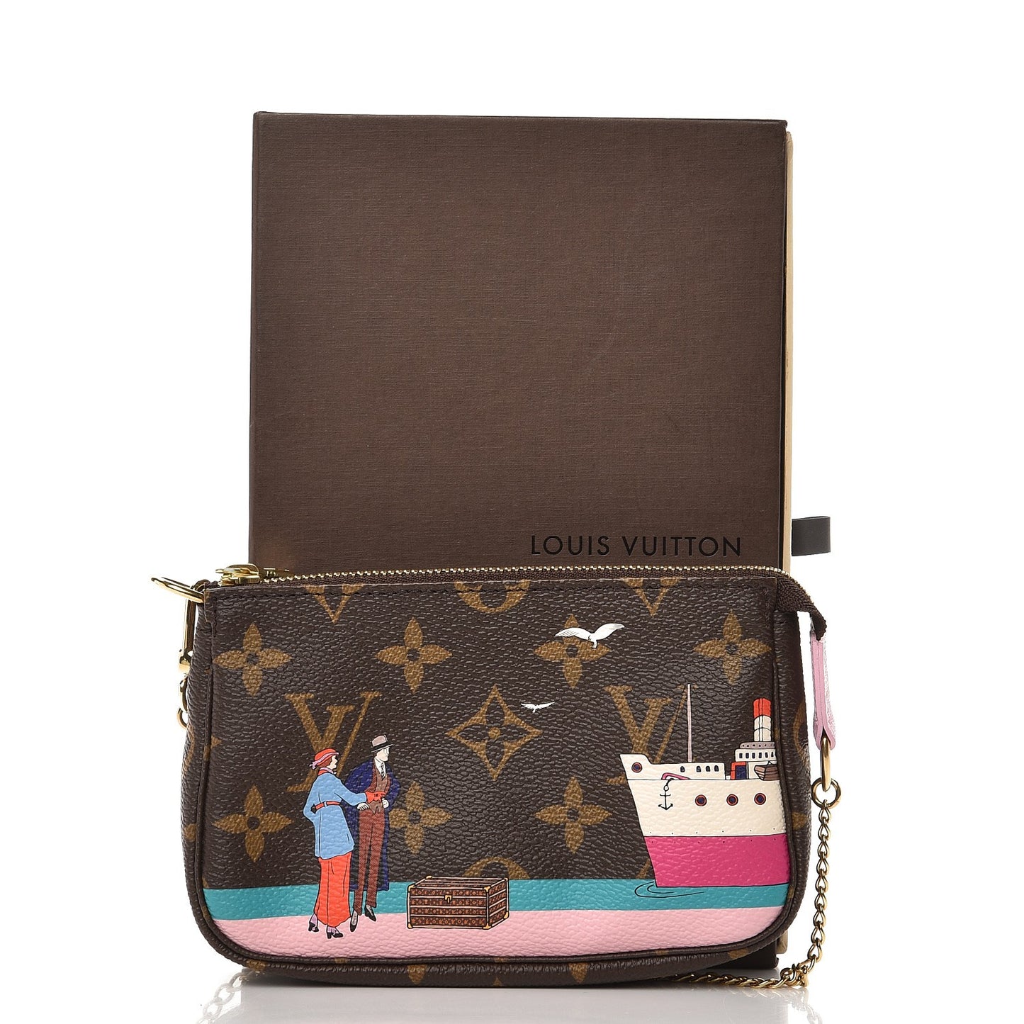 Monogram 2016 Christmas Animation Mini Pochette Accessories Rose Ballerine