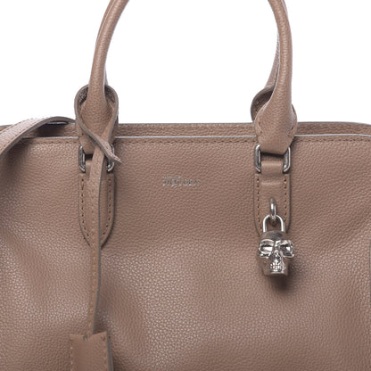 Alexander McQueen Pebbled Calfskin Small Skull Padlock Zip Around Tote Tan 9 of 12