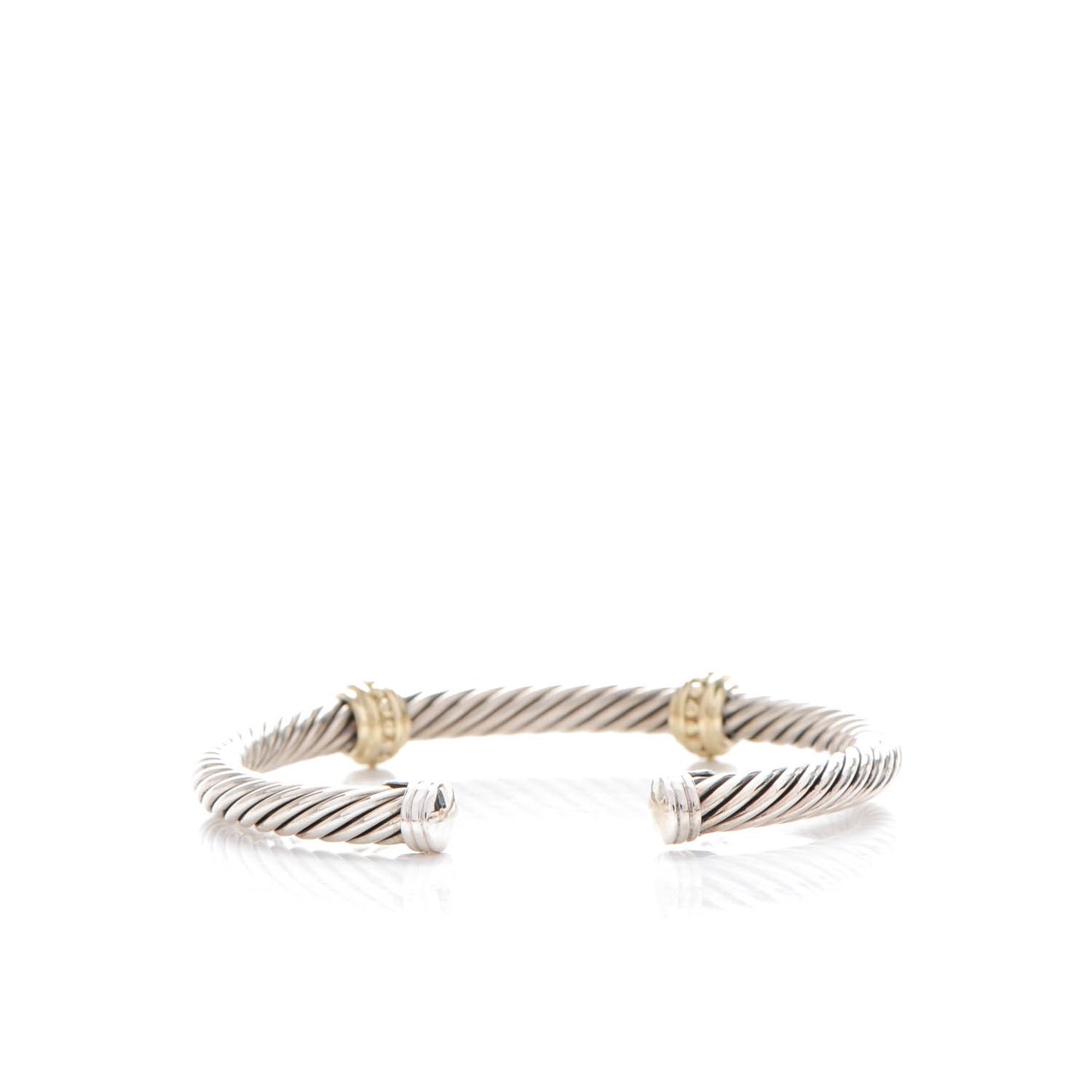 Sterling Silver 14K Yellow Gold 5mm Cable Classics Two Station Bracelet