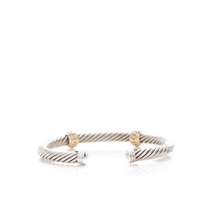 David Yurman Sterling Silver 14K Yellow Gold 5mm Cable Classics Two Station Bracelet 3 of 4