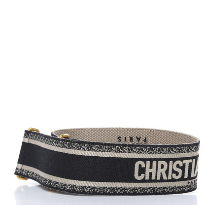 Christian Dior Canvas Embroidered Shoulder Strap Black 2 of 5