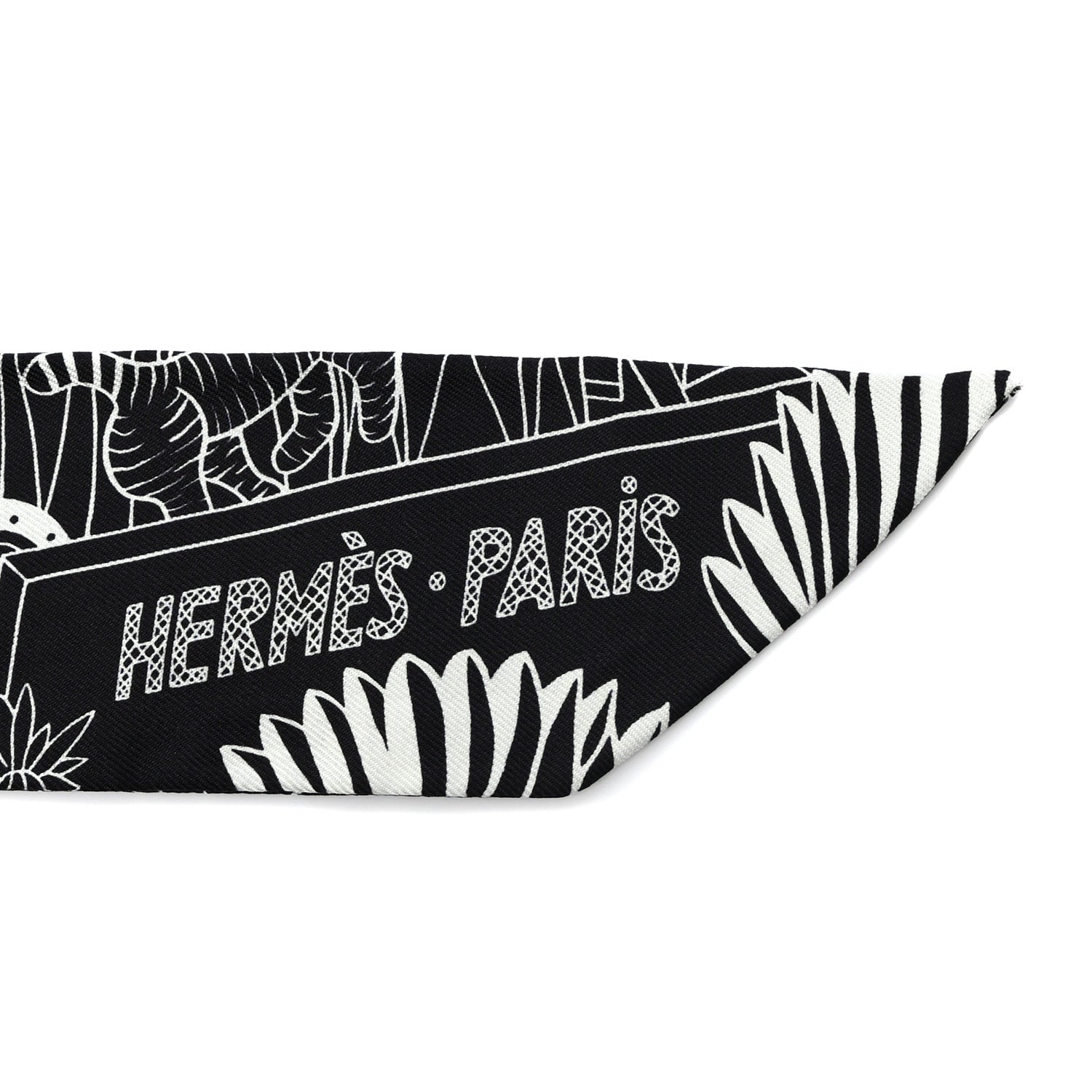 Hermes Silk Animapolis Twilly Black White 4 of 4
