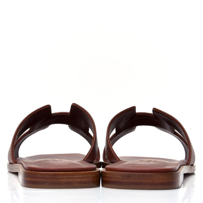 Hermes Box Calfskin Oran Sandals 37.5 Gold 5 of 8