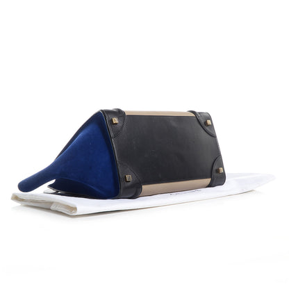 Celine Textured Calfskin and Suede Mini Tri-Color Luggage Black 4 of 9