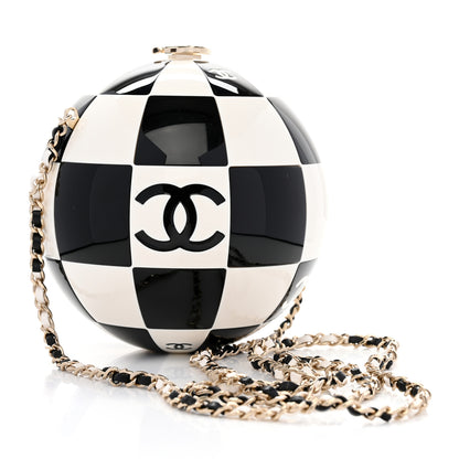 Chanel Resin Enamel CC Round Minaudiere Clutch Black White 3 of 8
