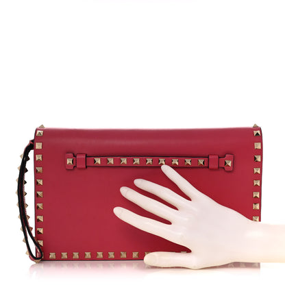 Valentino Garavani Nappa Rockstud Wristlet Clutch Deep Rose 2 of 10