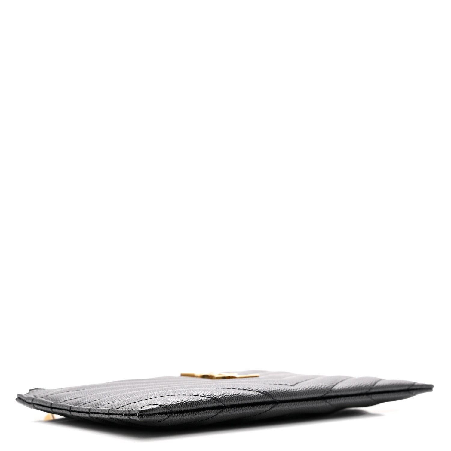 Saint Laurent Grain De Poudre Chevron Monogram Bill Pouch Black 4 of 7