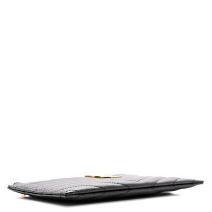 Saint Laurent Grain De Poudre Chevron Monogram Bill Pouch Black 4 of 7