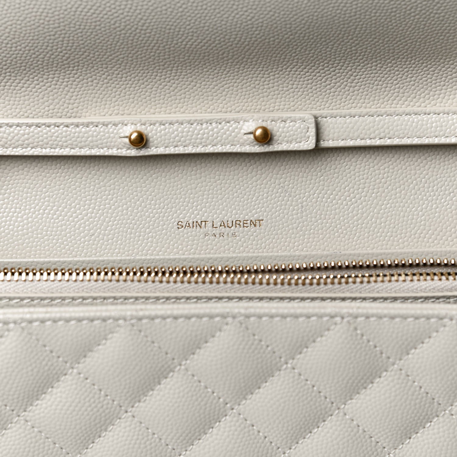 Saint Laurent Grain De Poudre Mixed Matelasse Triquilt Monogram Chain Wallet Crema Soft 7 of 12