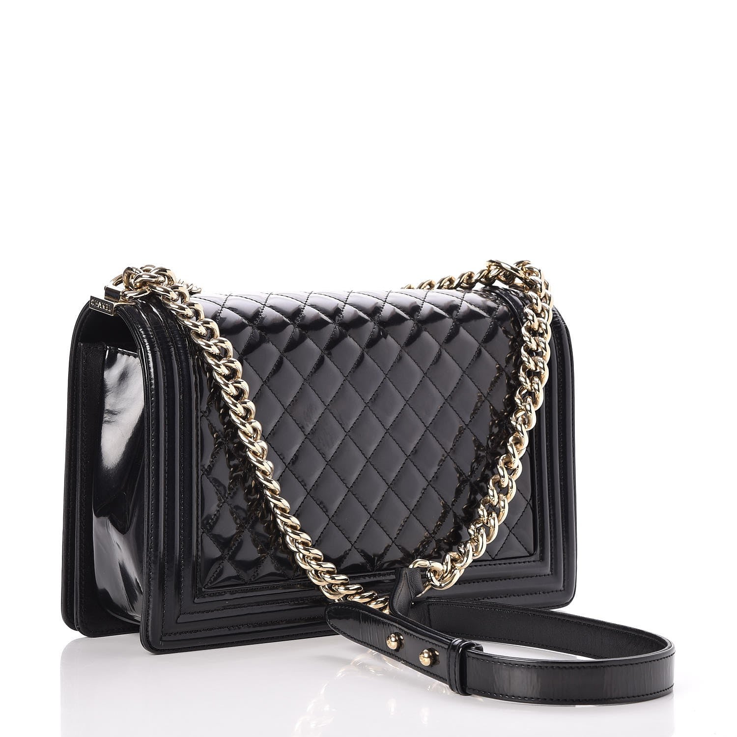 Chanel Patent Calfskin Quilted New Medium Boy Flap Black 3 of 7