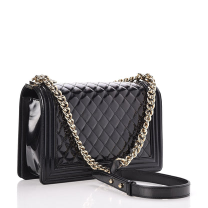 Chanel Patent Calfskin Quilted New Medium Boy Flap Black 3 of 7