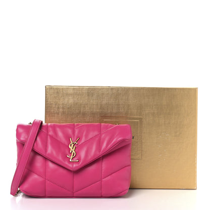 Saint Laurent Lambskin Quilted Toy Loulou Puffer Monogram Chain Satchel Bubblegum 11 of 11