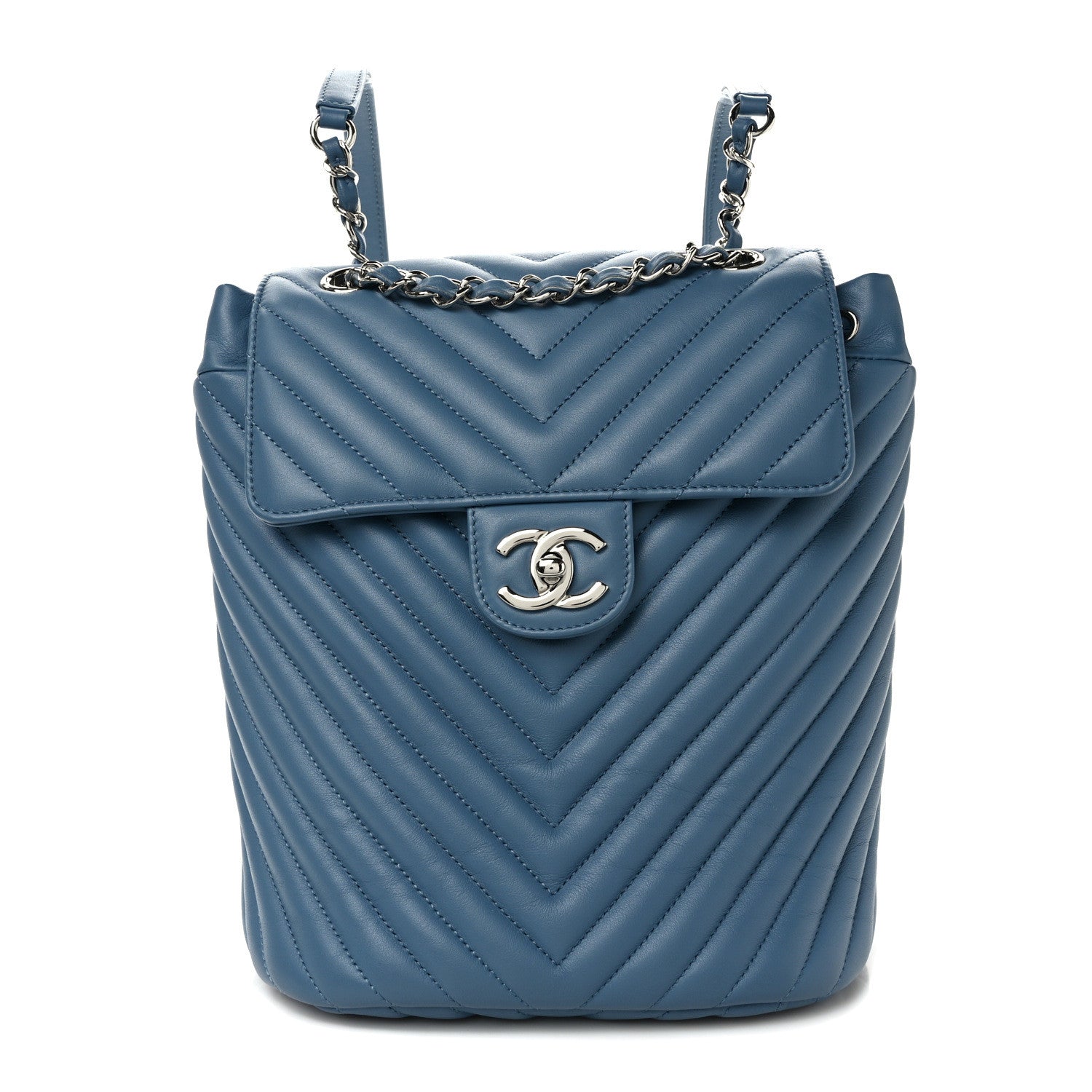 Chanel Calfskin Chevron Quilted Small Urban Spirit Backpack Light Blue 1 of 11