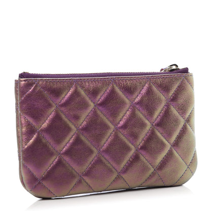 Chanel Iridescent Lambskin Quilted Small Cosmetic Case Purple 3 of 8