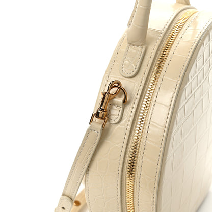 Mansur Gavriel MANSUR GAVRIEL Calfskin Crocodile Embossed Circle Crossbody Bag Dune 10 of 10