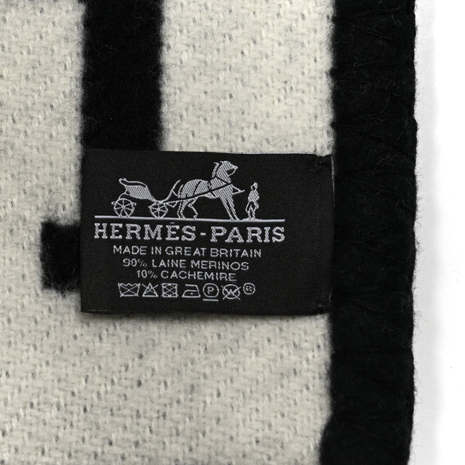 Hermes Wool Cashmere Avalon III Blanket Ecru Black 3 of 3