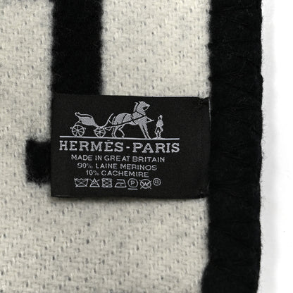 Hermes Wool Cashmere Avalon III Blanket Ecru Black 3 of 3