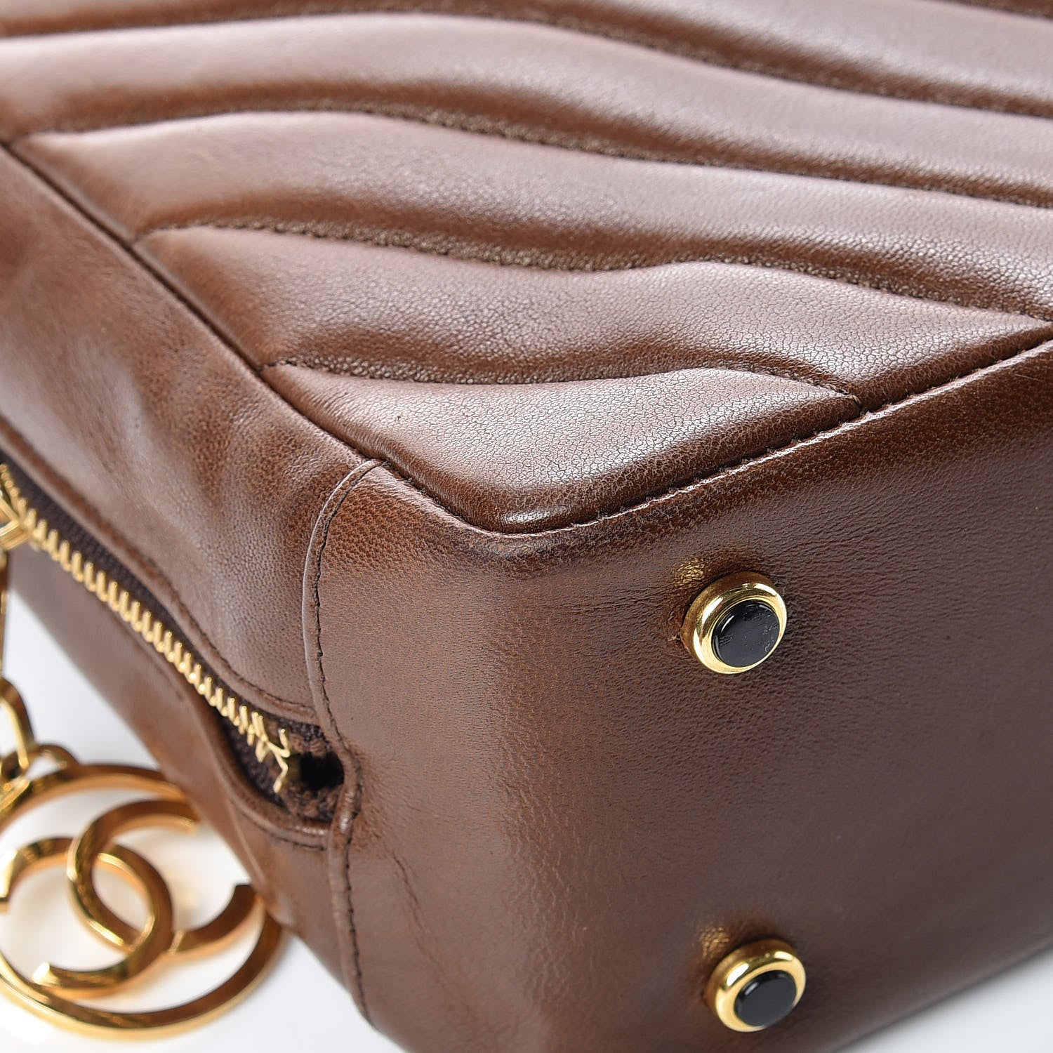 Chanel Lambskin Chevron Quilted Shoulder Bag Brown 18 of 24
